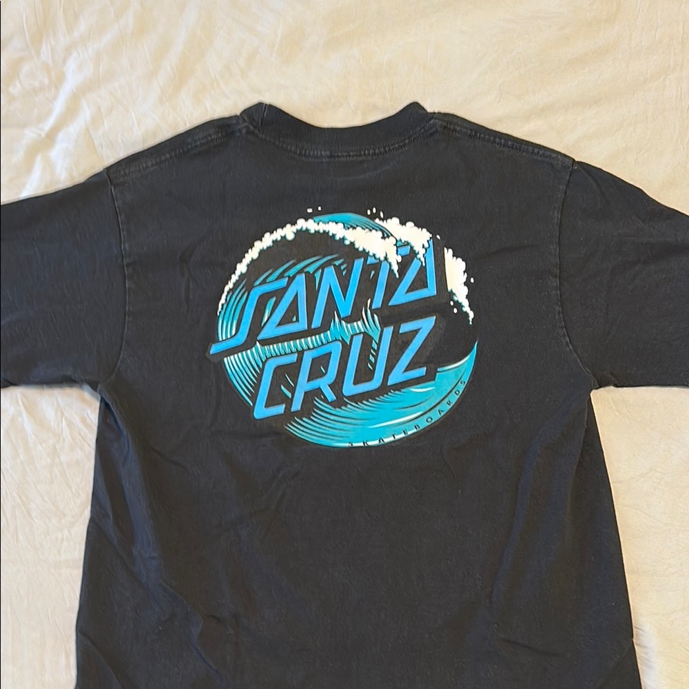 Santa Cruz Black T-Shirt with Blue Logo